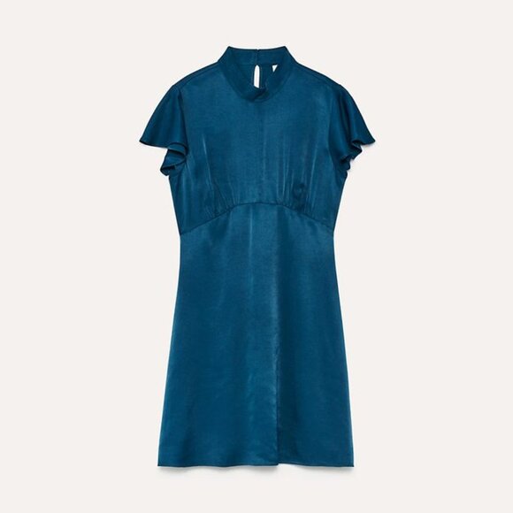 Aritzia Sunday Best ILSA DRESS Satin Blue Size 0 - Picture 1 of 11